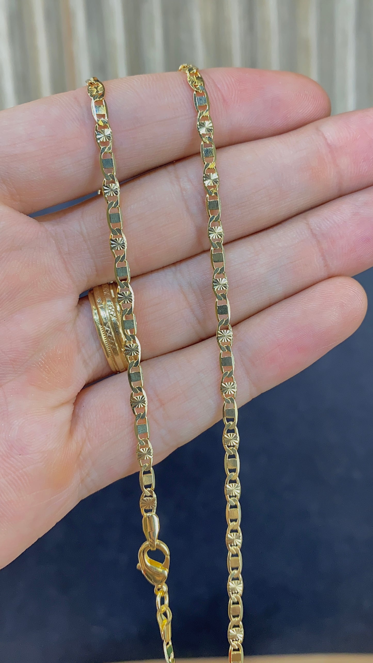 Valentino Chain Necklace for Womens Mens 3.2mm Gold Filled
