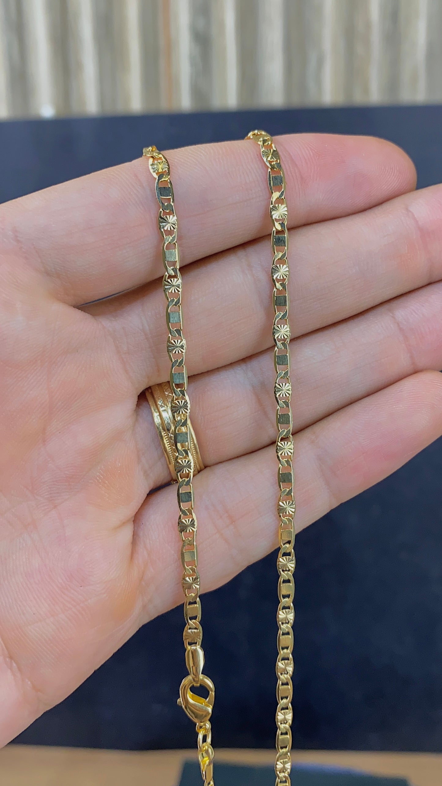 Valentino Chain Necklace for Womens Mens 3.2mm Gold Filled