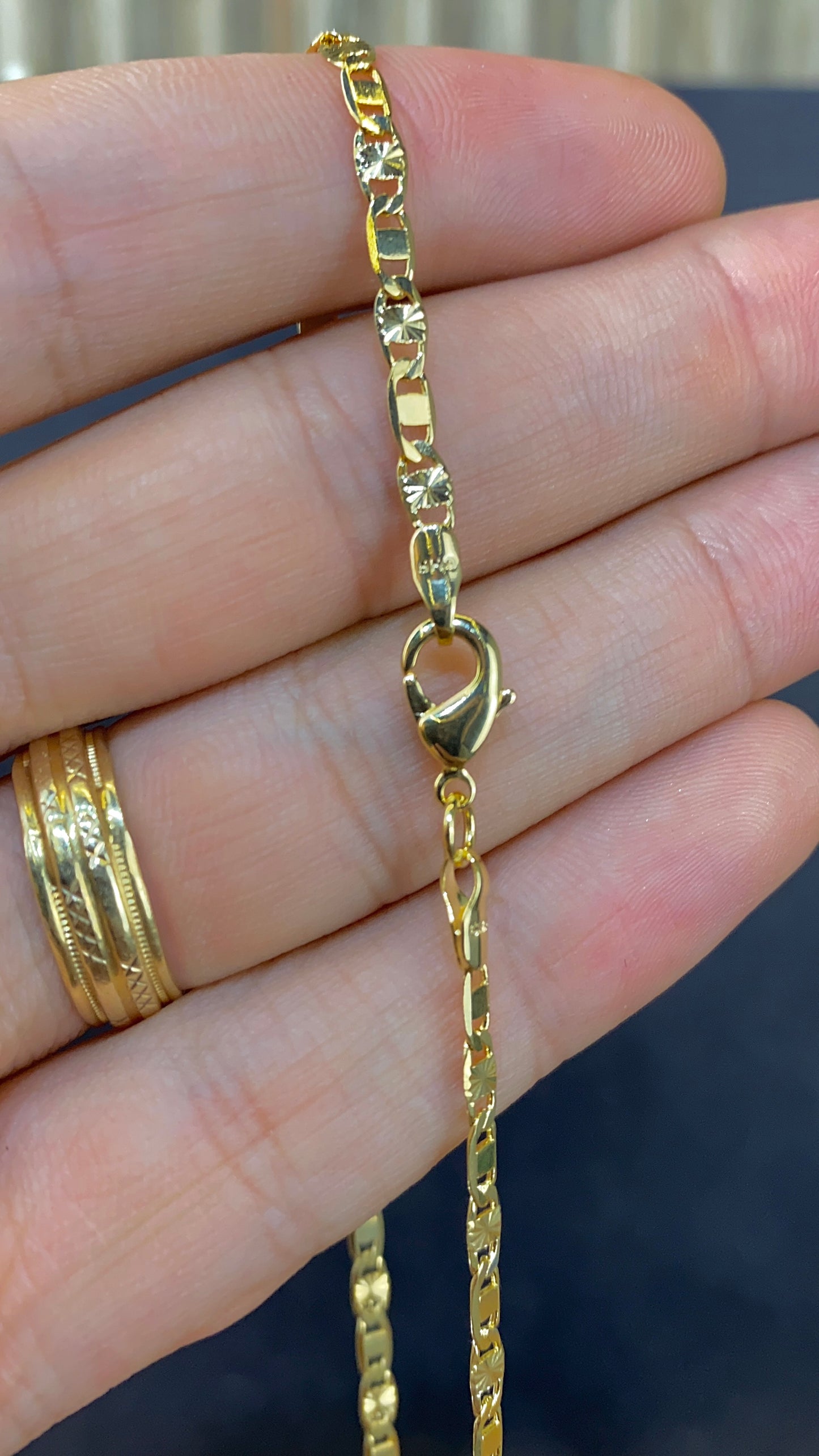 Valentino Chain Necklace for Womens Mens 3.2mm Gold Filled
