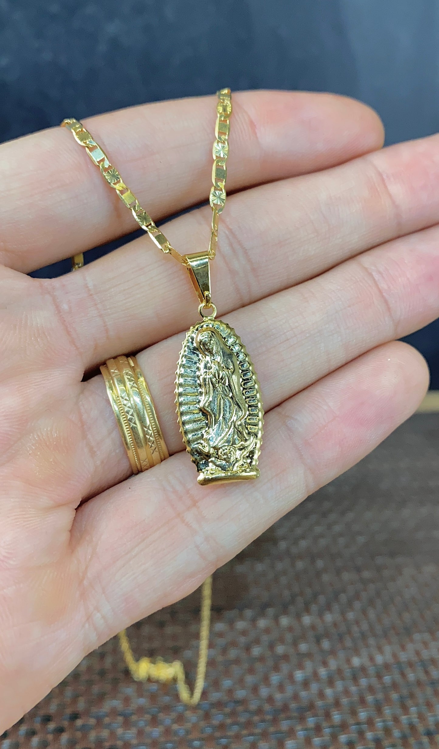 Virgen de Guadalupe Pendant Valentino Necklace 28x13mm