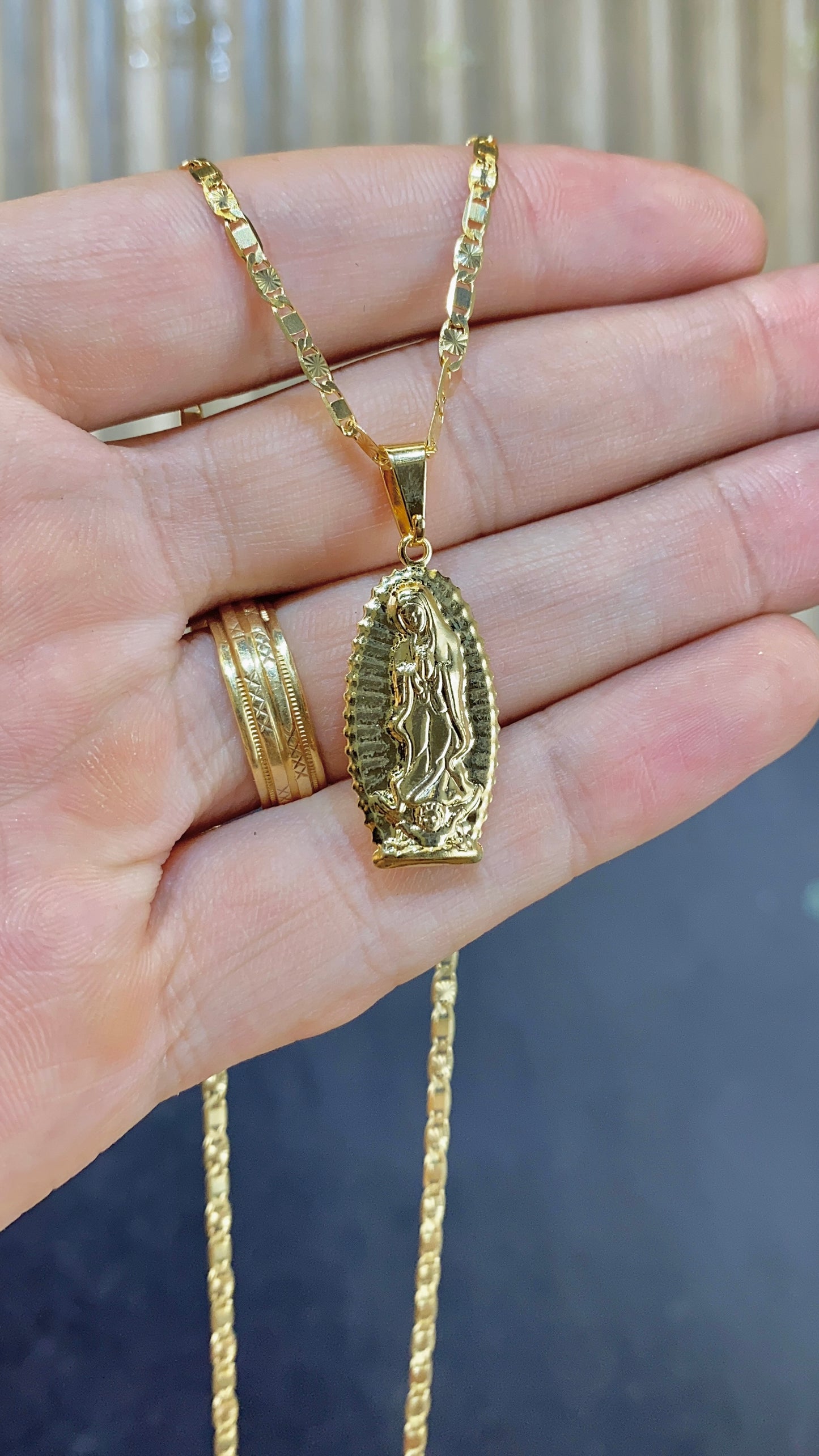 Virgen de Guadalupe Pendant Valentino Necklace 28x13mm