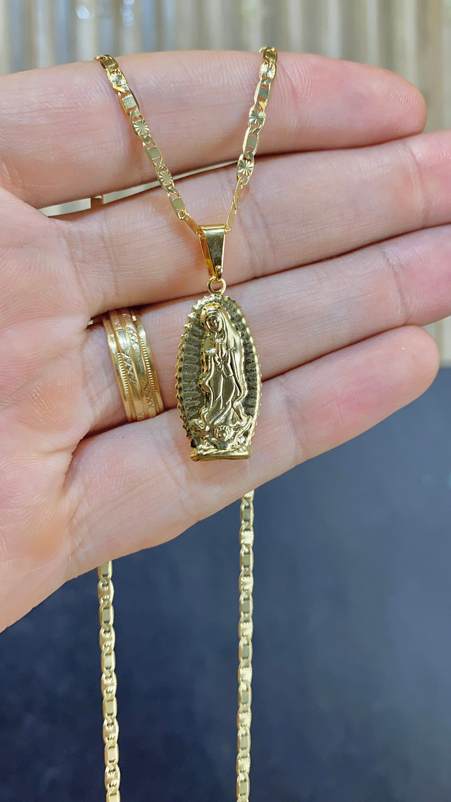 Virgen de Guadalupe Pendant Valentino Necklace 28x13mm