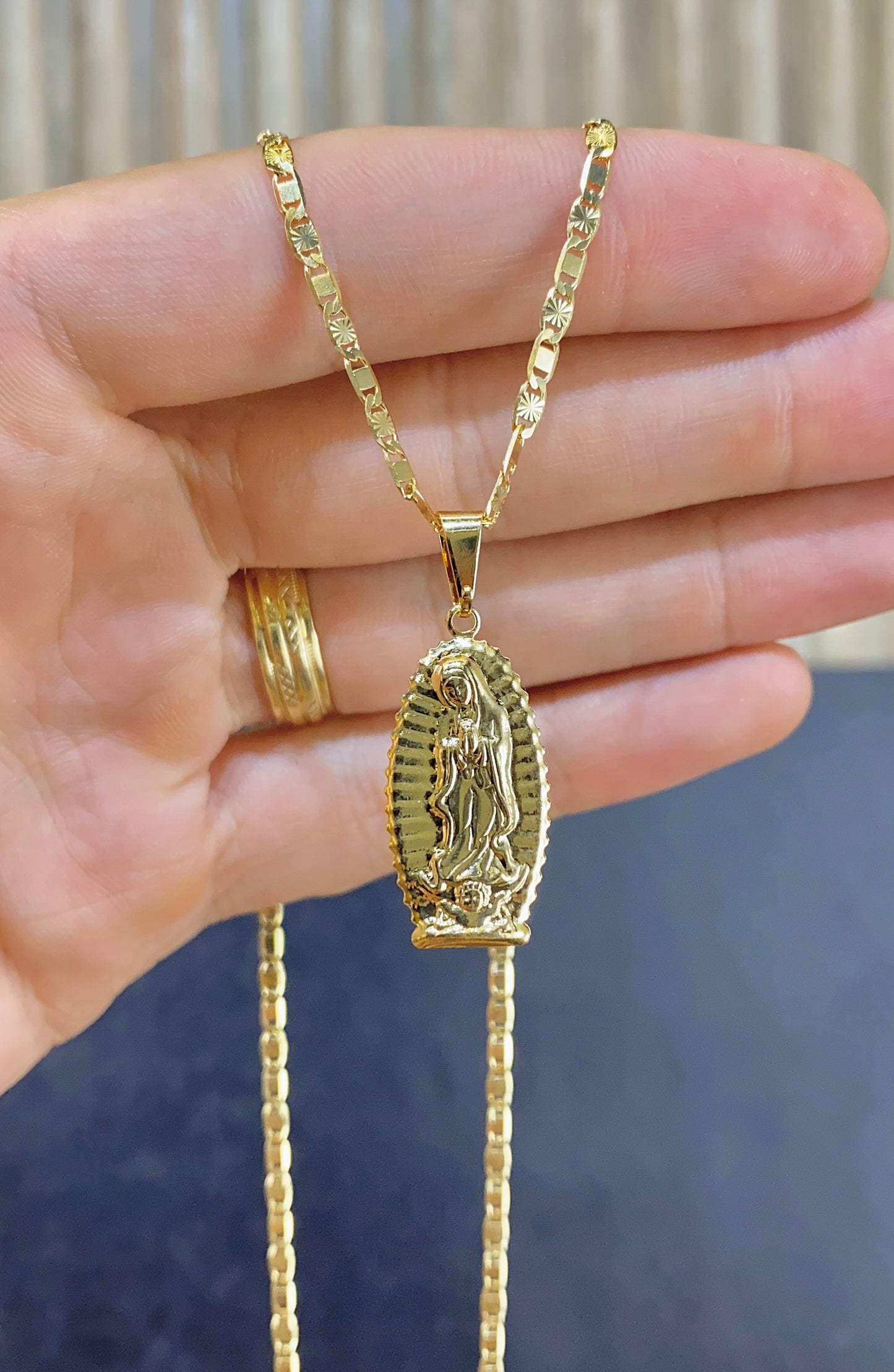 Virgen de Guadalupe Pendant Valentino Necklace 28x13mm
