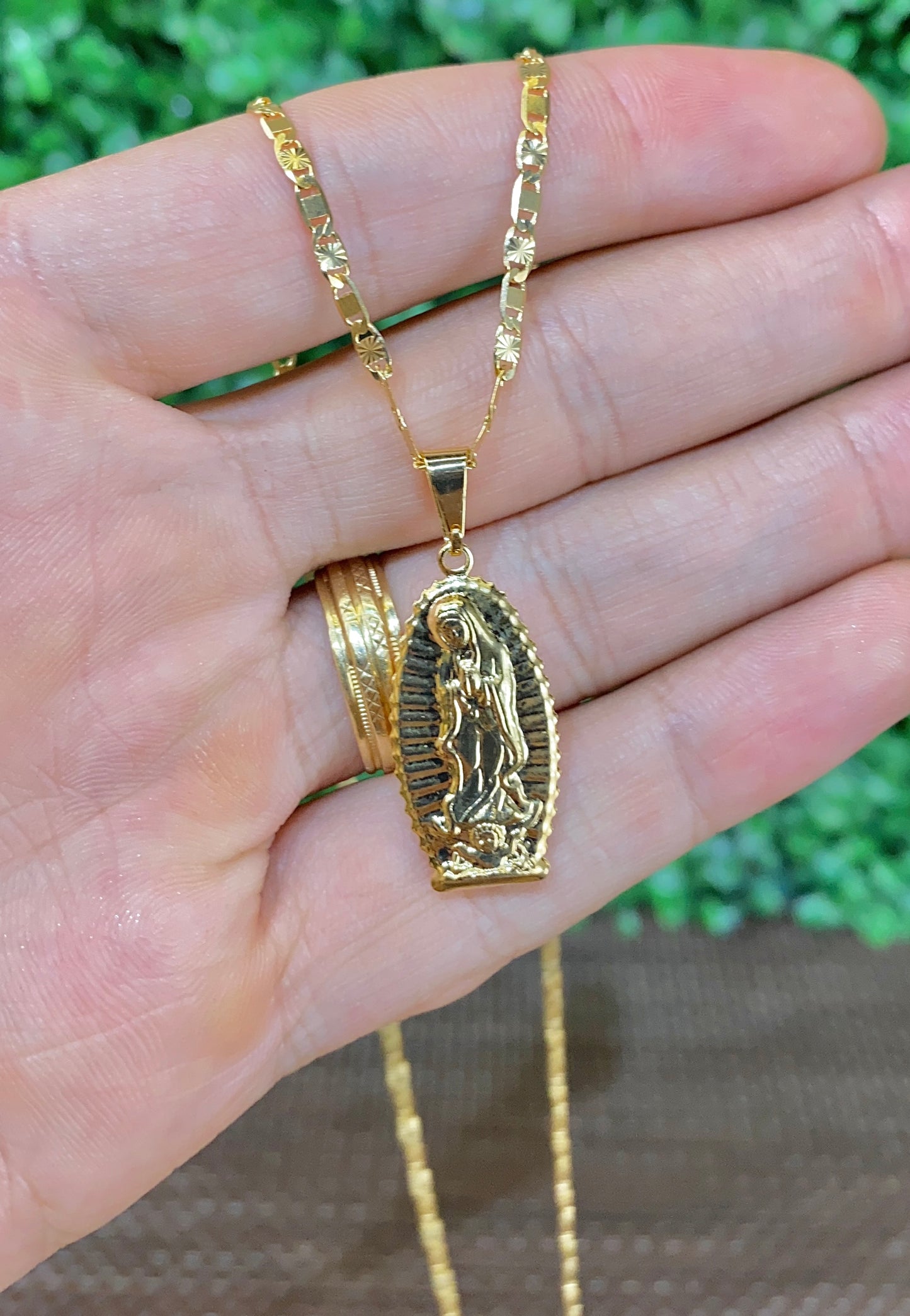 Virgen de Guadalupe Pendant Valentino Necklace 28x13mm