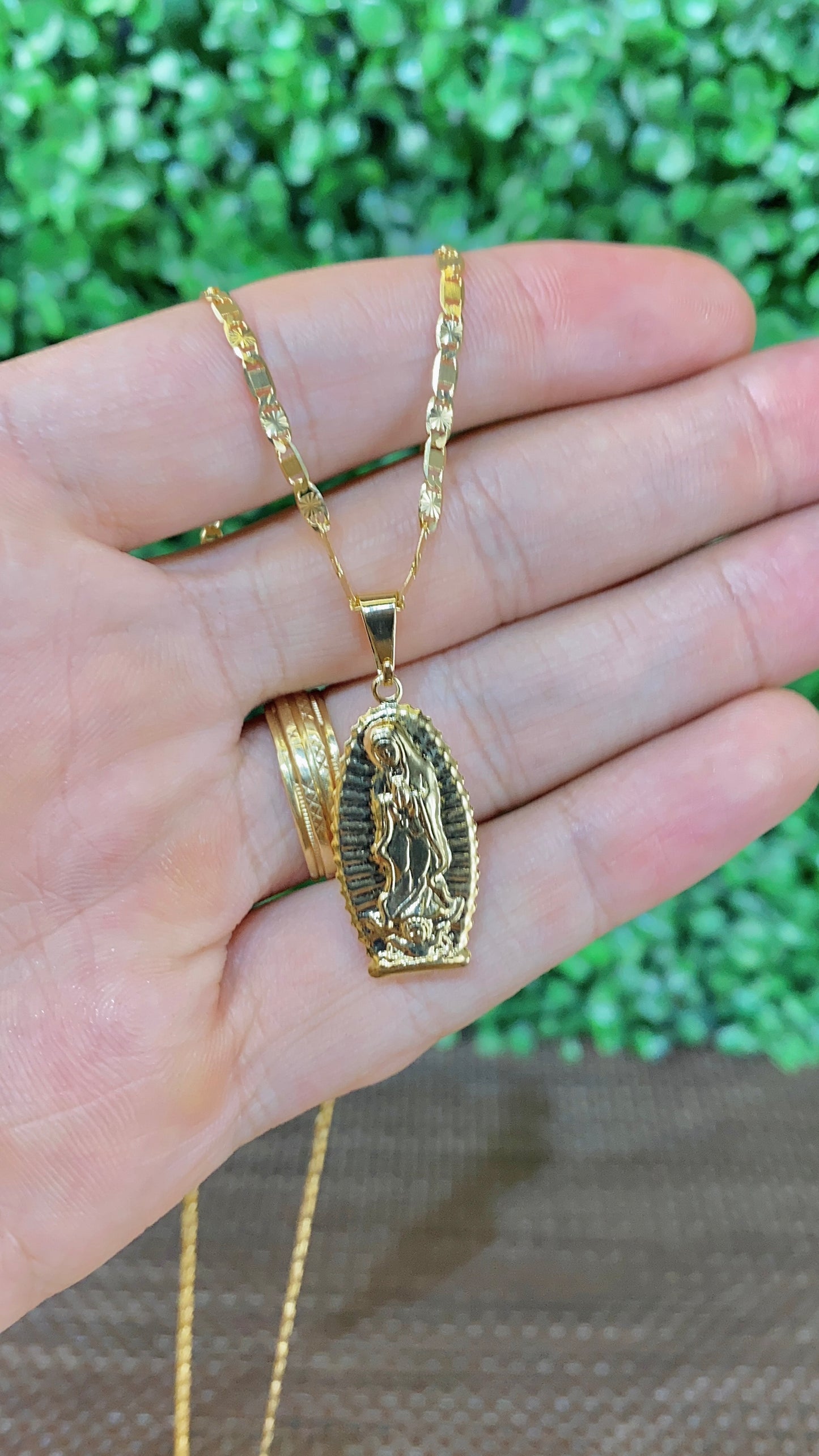 Virgen de Guadalupe Pendant Valentino Necklace 28x13mm