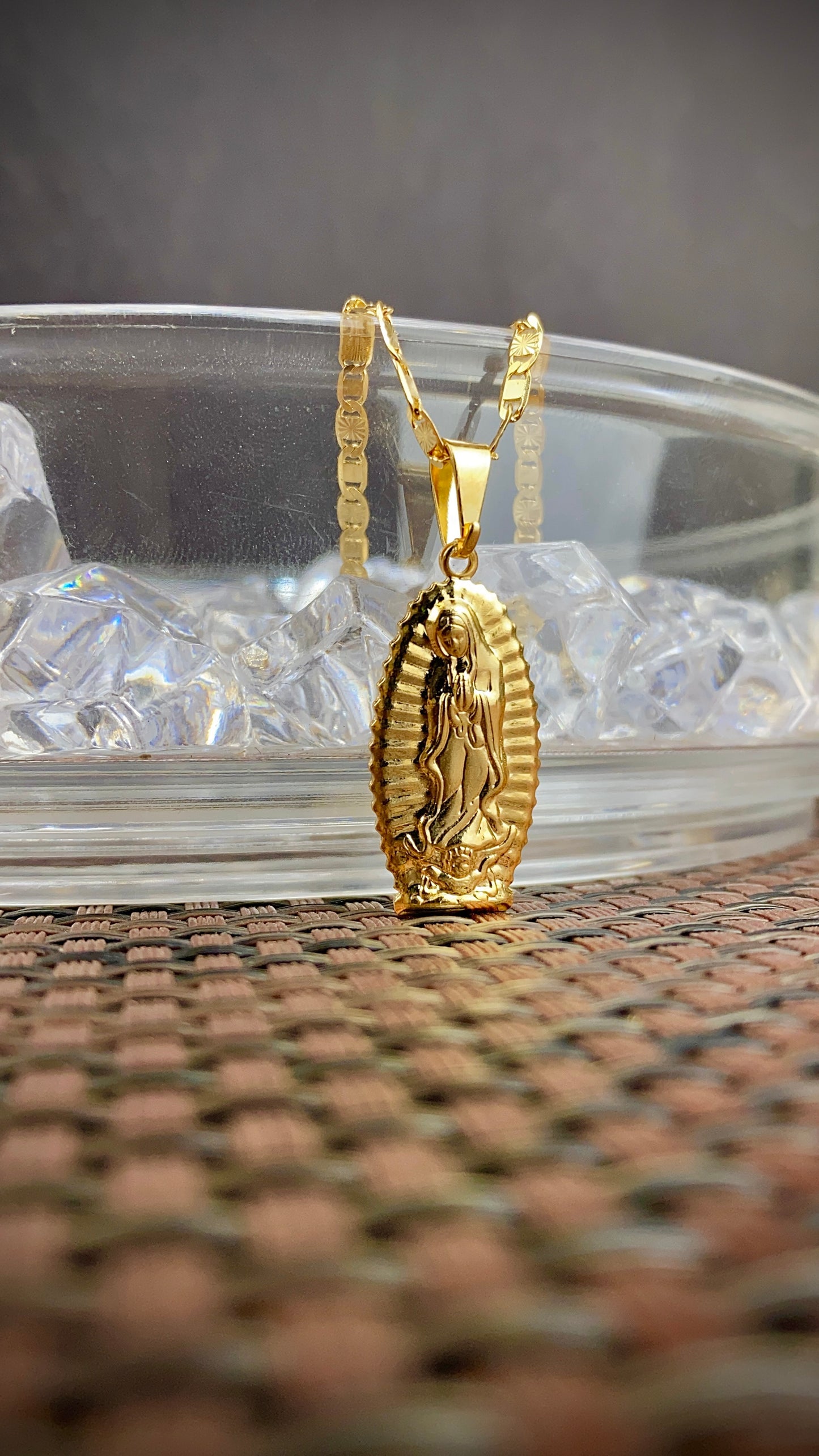 Virgen de Guadalupe Pendant Valentino Necklace 28x13mm