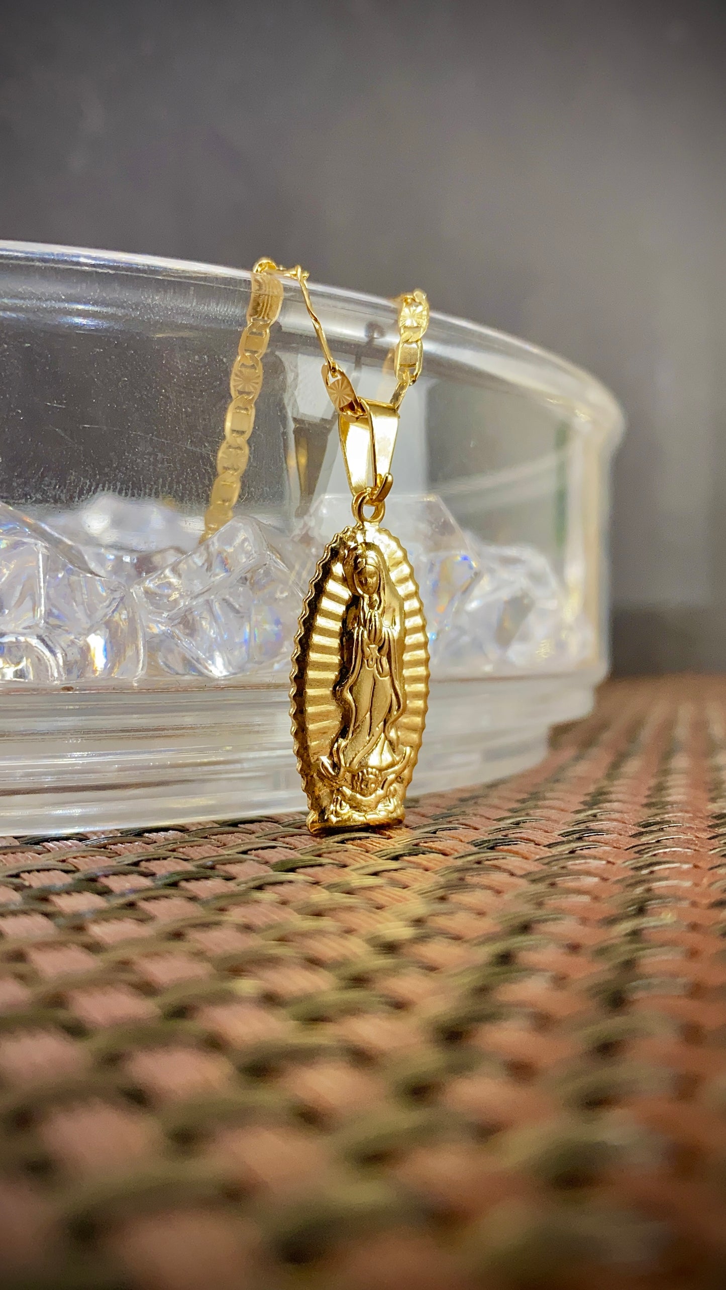 Virgen de Guadalupe Pendant Valentino Necklace 28x13mm