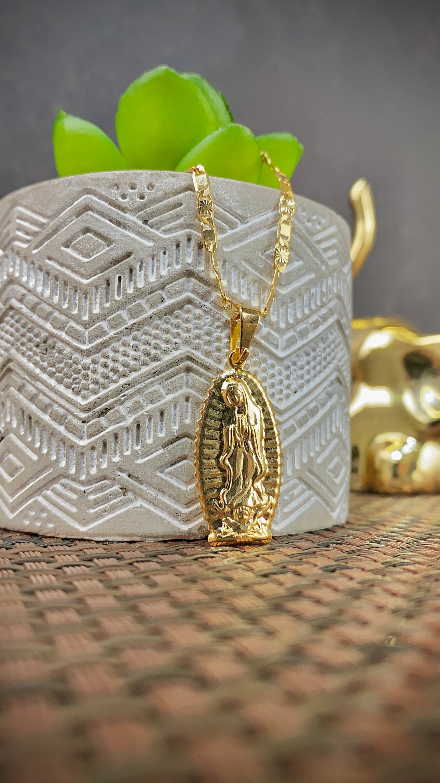 Virgen de Guadalupe Pendant Valentino Necklace 28x13mm