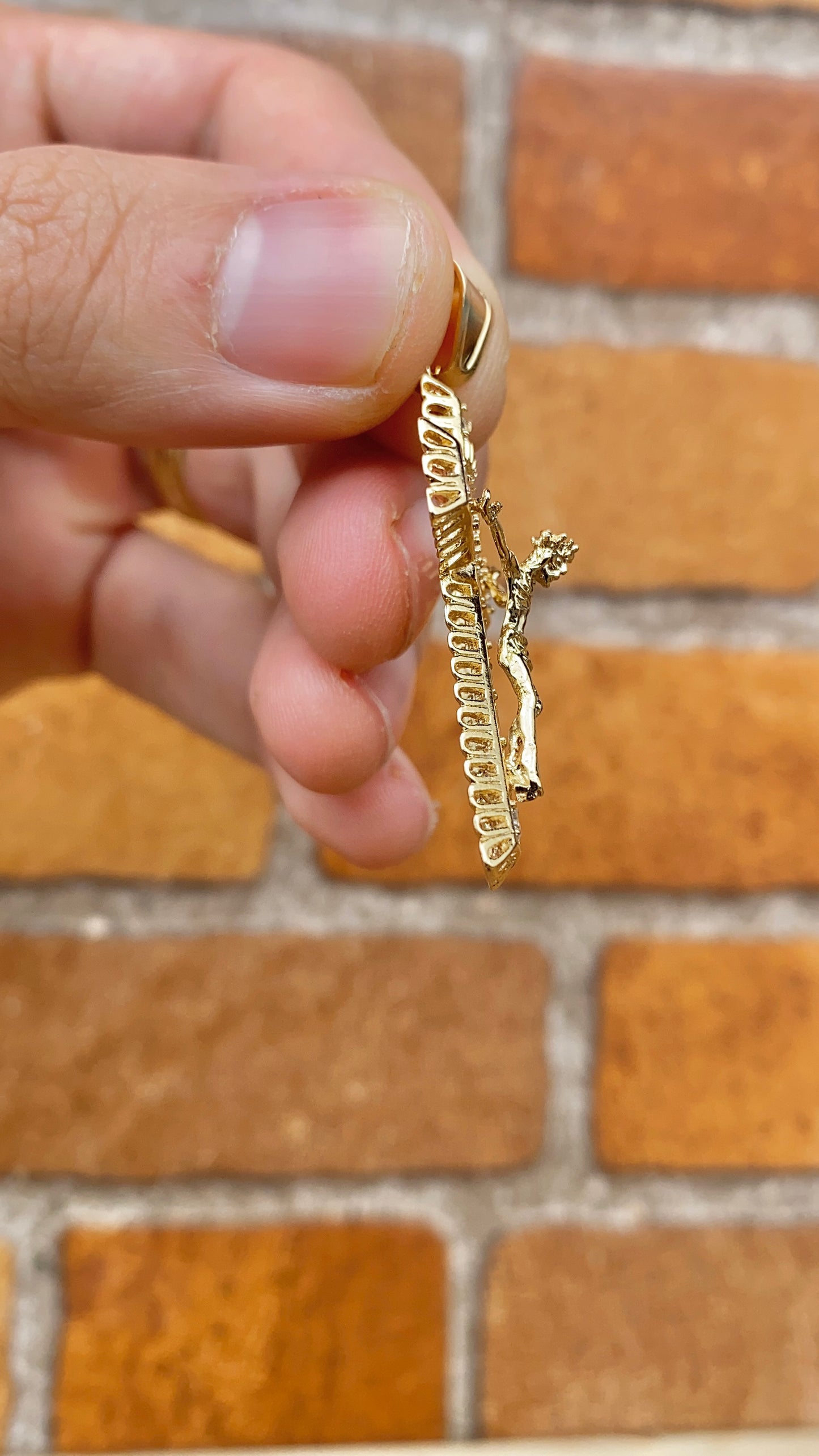 CZ Big Mens Cross Pendant Charm 41x26mm 14K Gold Filled