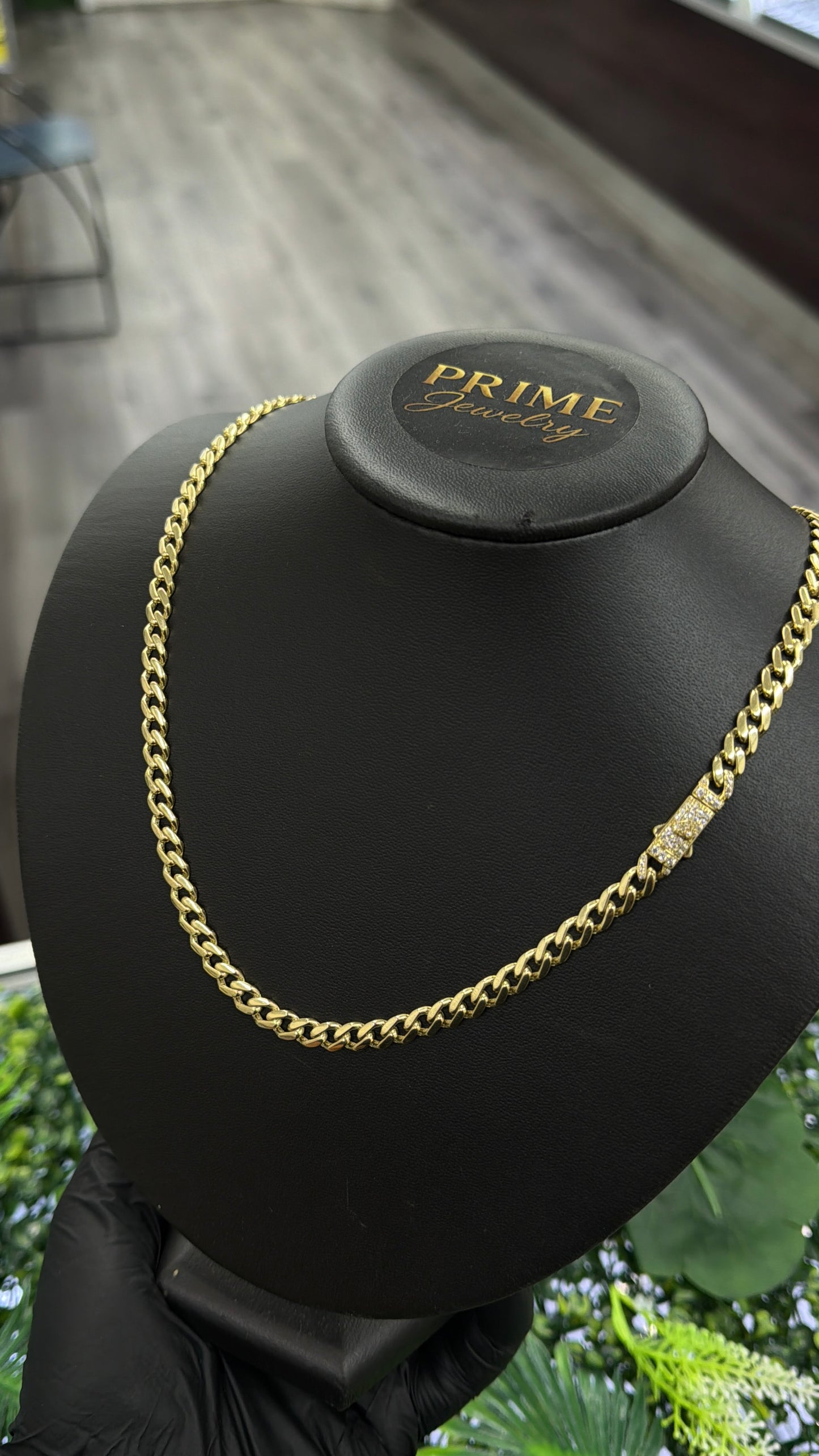 Monaco Chain Necklace 6mm 14K Gold