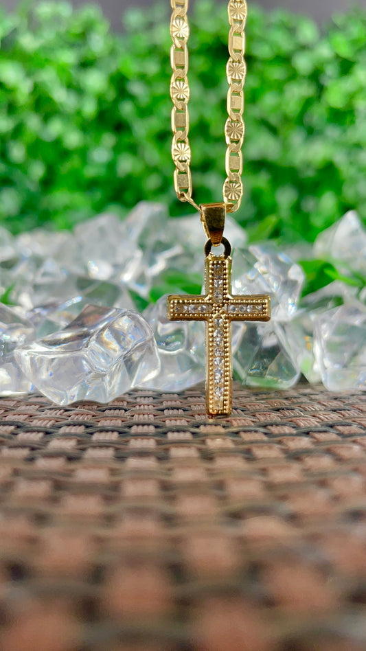 Minimalist Cross CZ Necklace Valentino Chain
