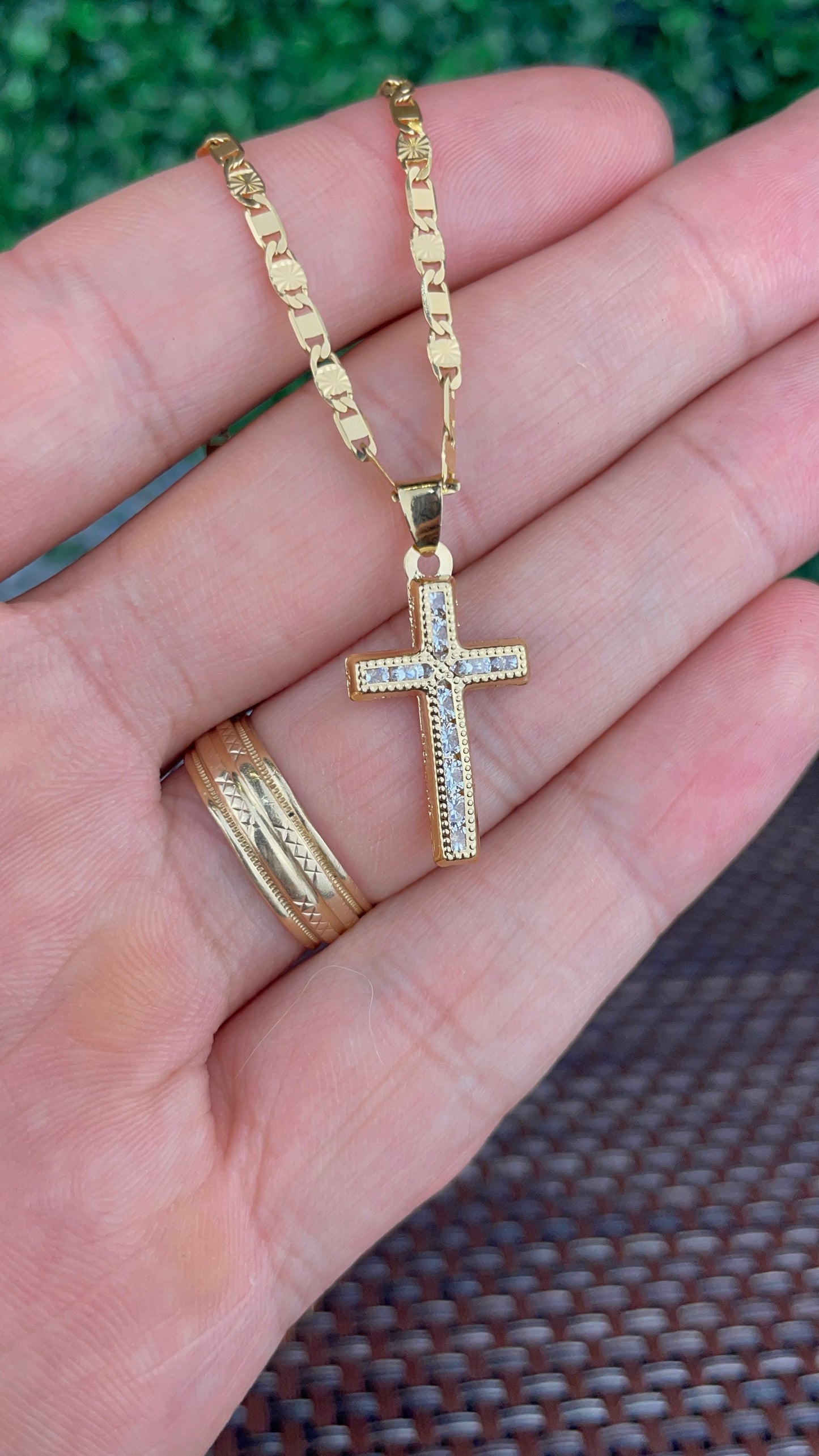 Minimalist Cross CZ Necklace Valentino Chain