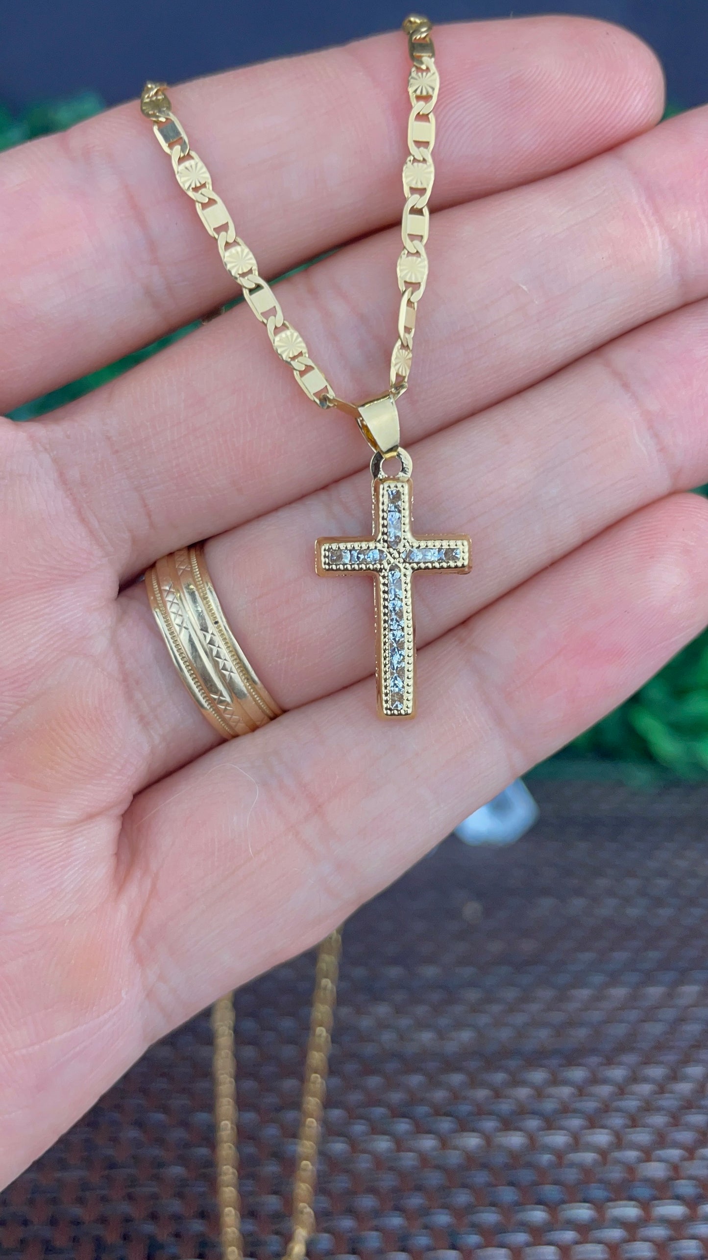 Minimalist Cross CZ Necklace Valentino Chain