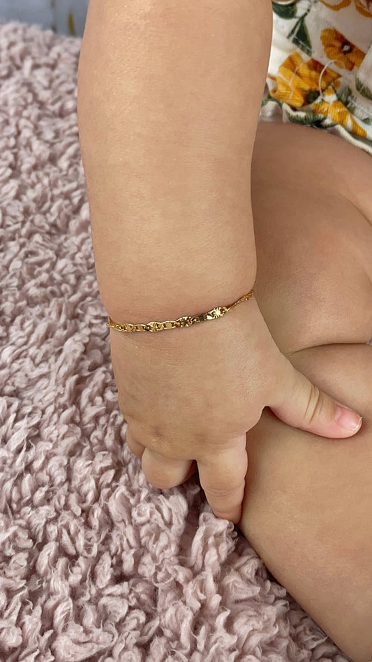 Newborn Baby/Childrens Boys/Girls Gold Filled Baby Bracelet Valentino Link Family Jewelry