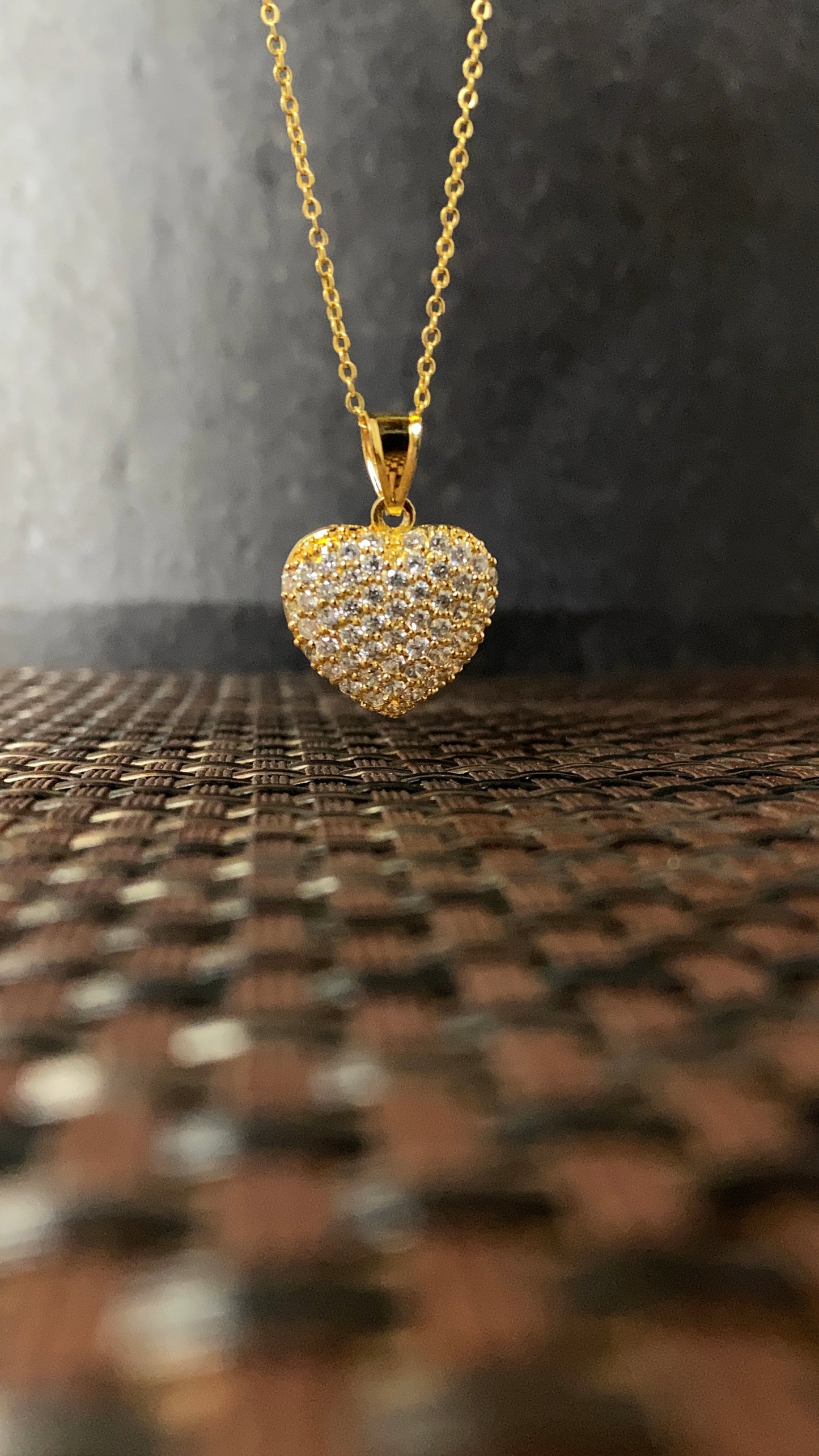 Womens CZ Heart Necklace Cable Link Chain 17"