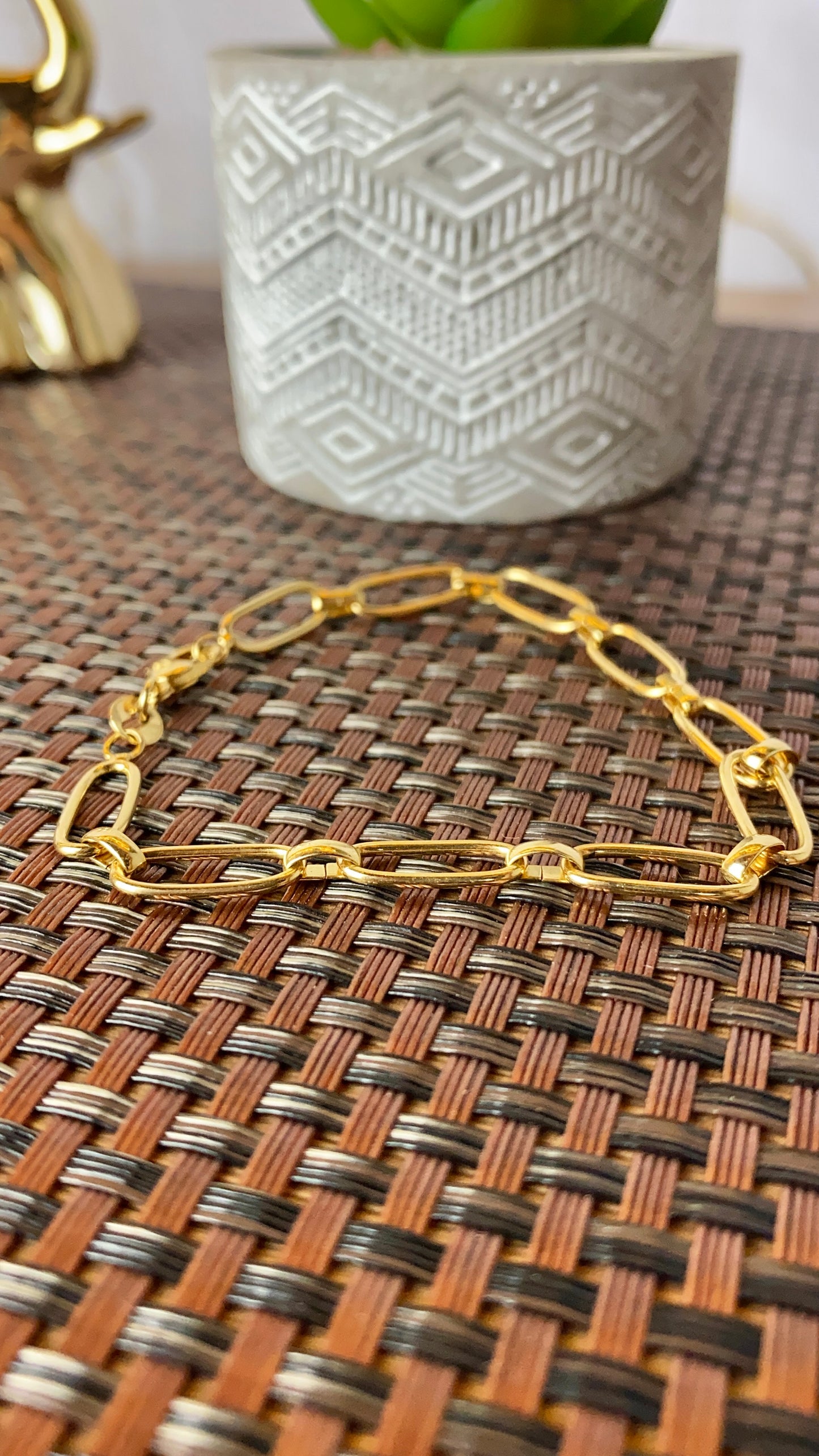 Womens Girls Paper Clip Bracelet 7.5" Fashion