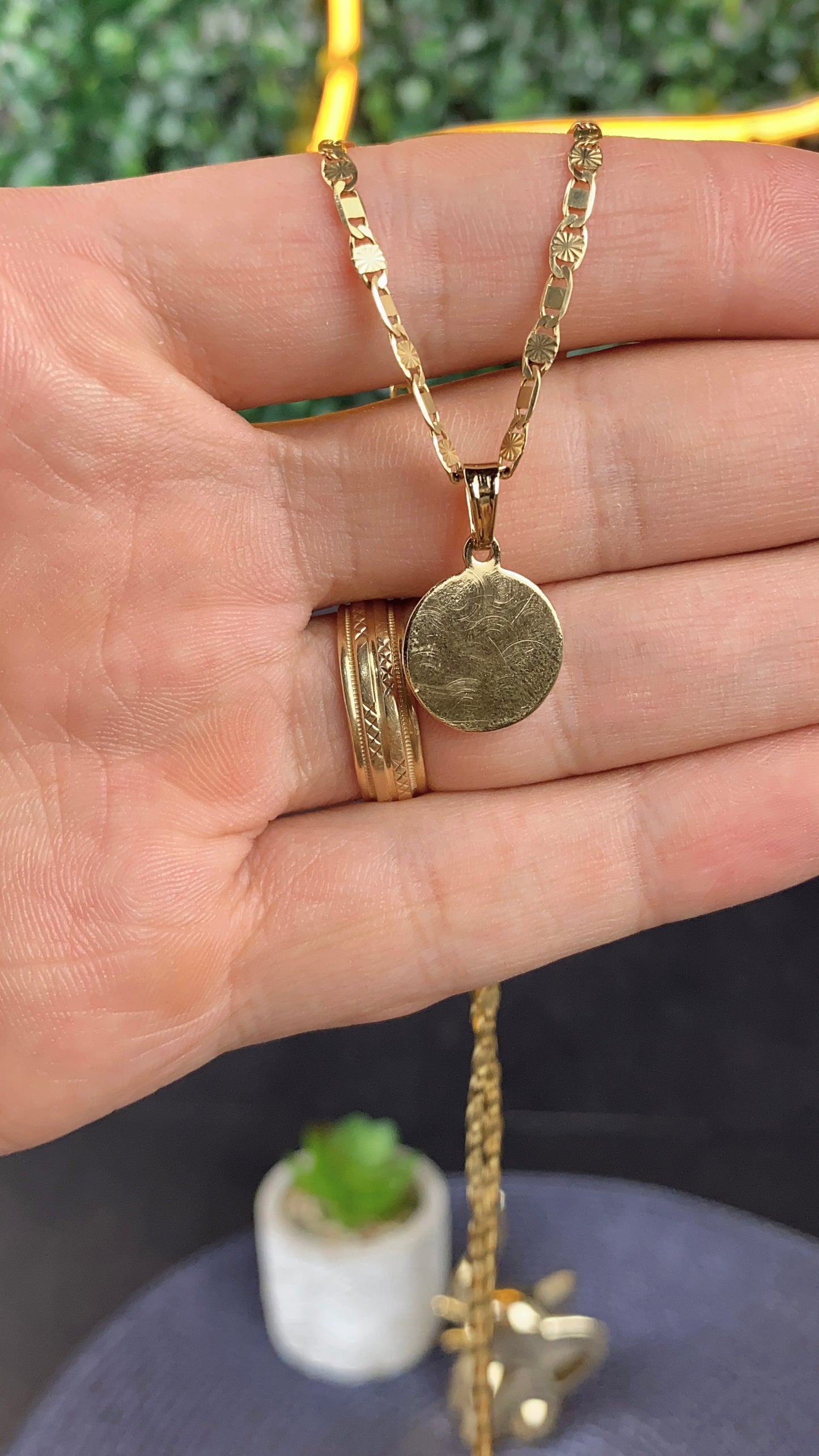 14K Gold Filled Round Jesus Necklace Charm 17x14mm