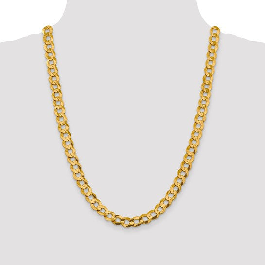 14K Yellow Solid Gold Curb Necklace Chain for Mens 26" INCH Cadena de Oro Para Hombre