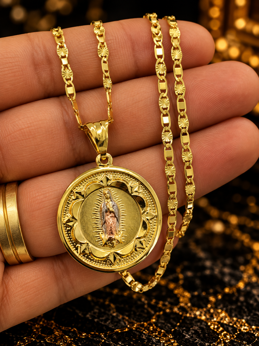 Virgen de Guadalupe Pendant Necklace – 14K Gold Filled