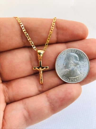 Jesus Crist Charm 14K Necklace GF Pendant Chain Jewelry Elegance Fashion For Newborn Toddler Youth