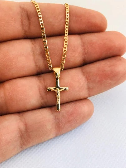 Jesus Crist Charm 14K Necklace GF Pendant Chain Jewelry Elegance Fashion For Newborn Toddler Youth