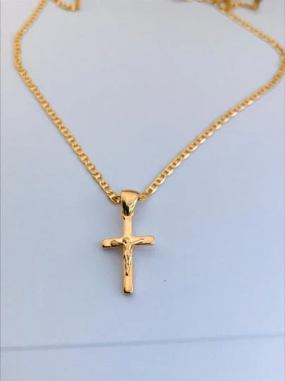 Jesus Crist Charm 14K Necklace GF Pendant Chain Jewelry Elegance Fashion For Newborn Toddler Youth