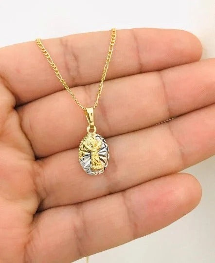 Divino Nino Charm 14K Necklace GF Figaro Chain 16" Jewelry New Elegance Catholics For Toddler