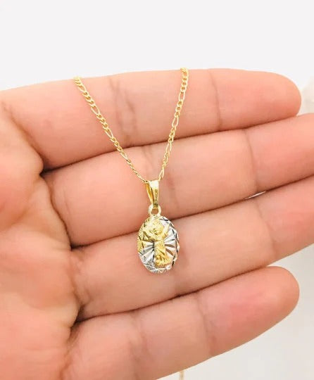 Divino Nino Charm 14K Necklace GF Figaro Chain 16" Jewelry New Elegance Catholics For Toddler