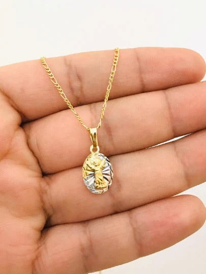 Divino Nino Charm 14K Necklace GF Figaro Chain 16" Jewelry New Elegance Catholics For Toddler