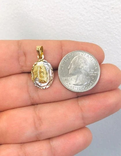 Necklace Pendant Virgen Guadalupe Link Box Chain 14K GF Gifts Religious for adults