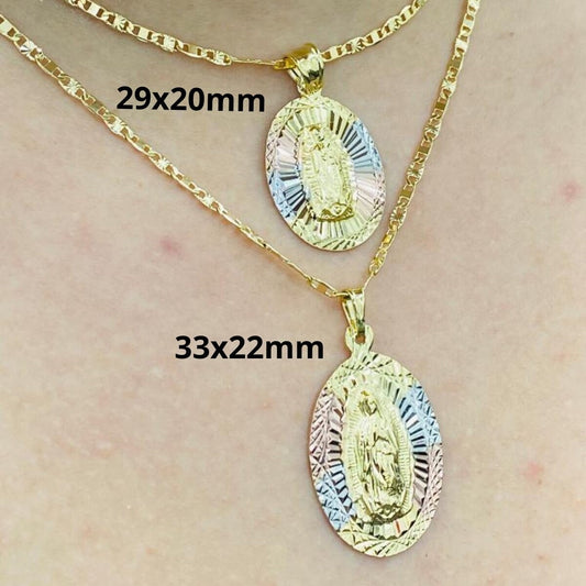 Diamond Cut Virgen de Guadalupe Necklace Valentino Chain for Men and Women 14K Gifts