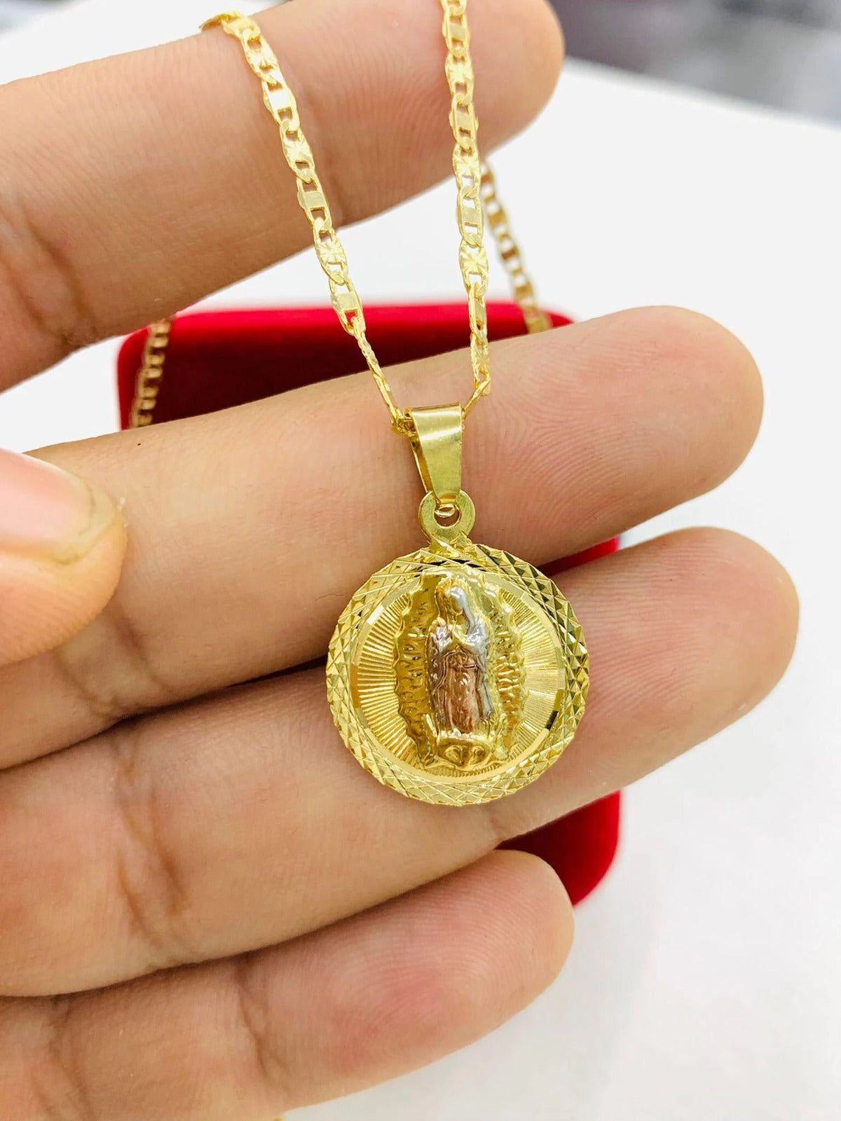 Our Lady Of Guadalupe Valentino Chain Necklace 14K Pendant Charm Jewelry Catholics For Everyone