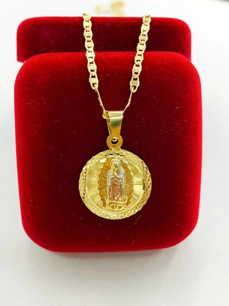 Our Lady Of Guadalupe Valentino Chain Necklace 14K Pendant Charm Jewelry Catholics For Everyone