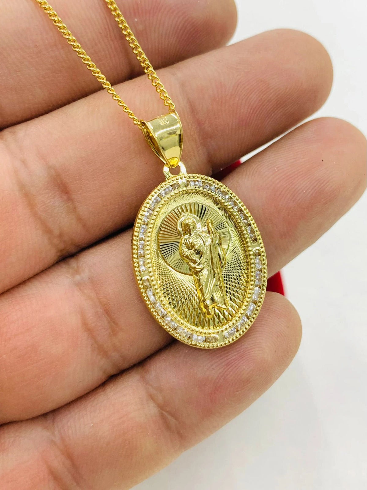 San Judas GF Pendant 28x20mm Necklace Chain 14K Gifts Elegance Jewelry For Adults