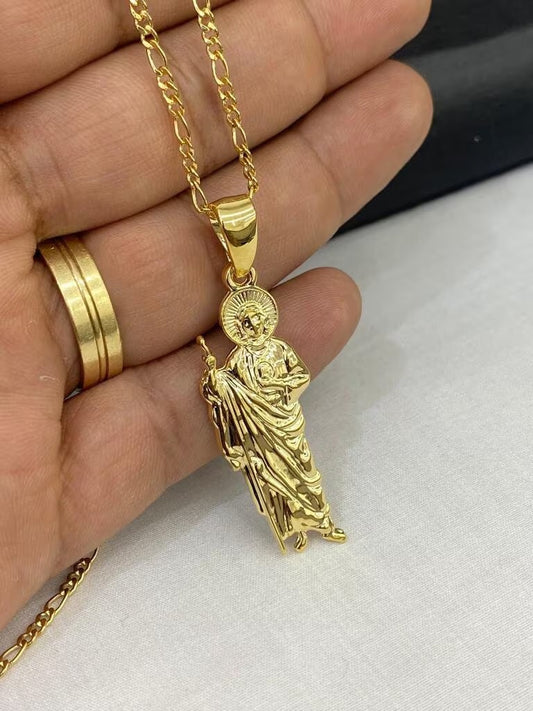 14K Gold Filled San Judas Necklace Womens Kids Mens