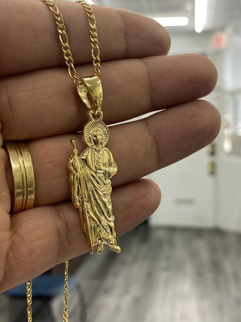 14K Gold Filled San Judas Necklace Womens Kids Mens