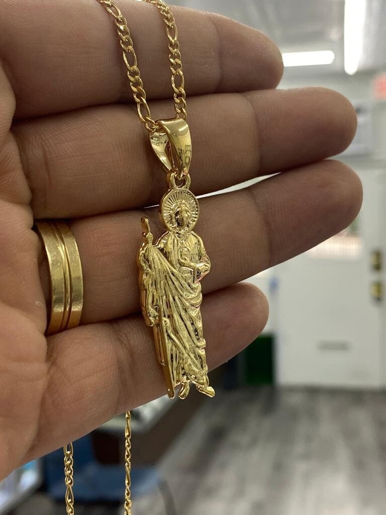 14K Gold Filled San Judas Necklace Womens Kids Mens