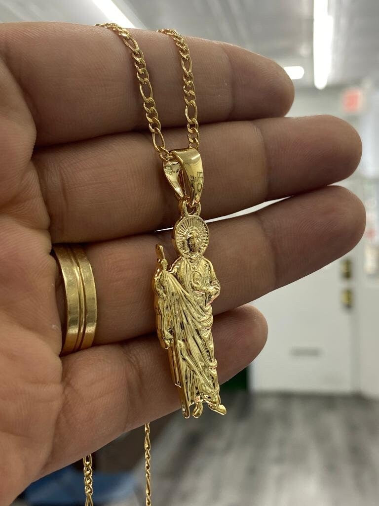 14K Gold Filled San Judas Necklace Womens Kids Mens