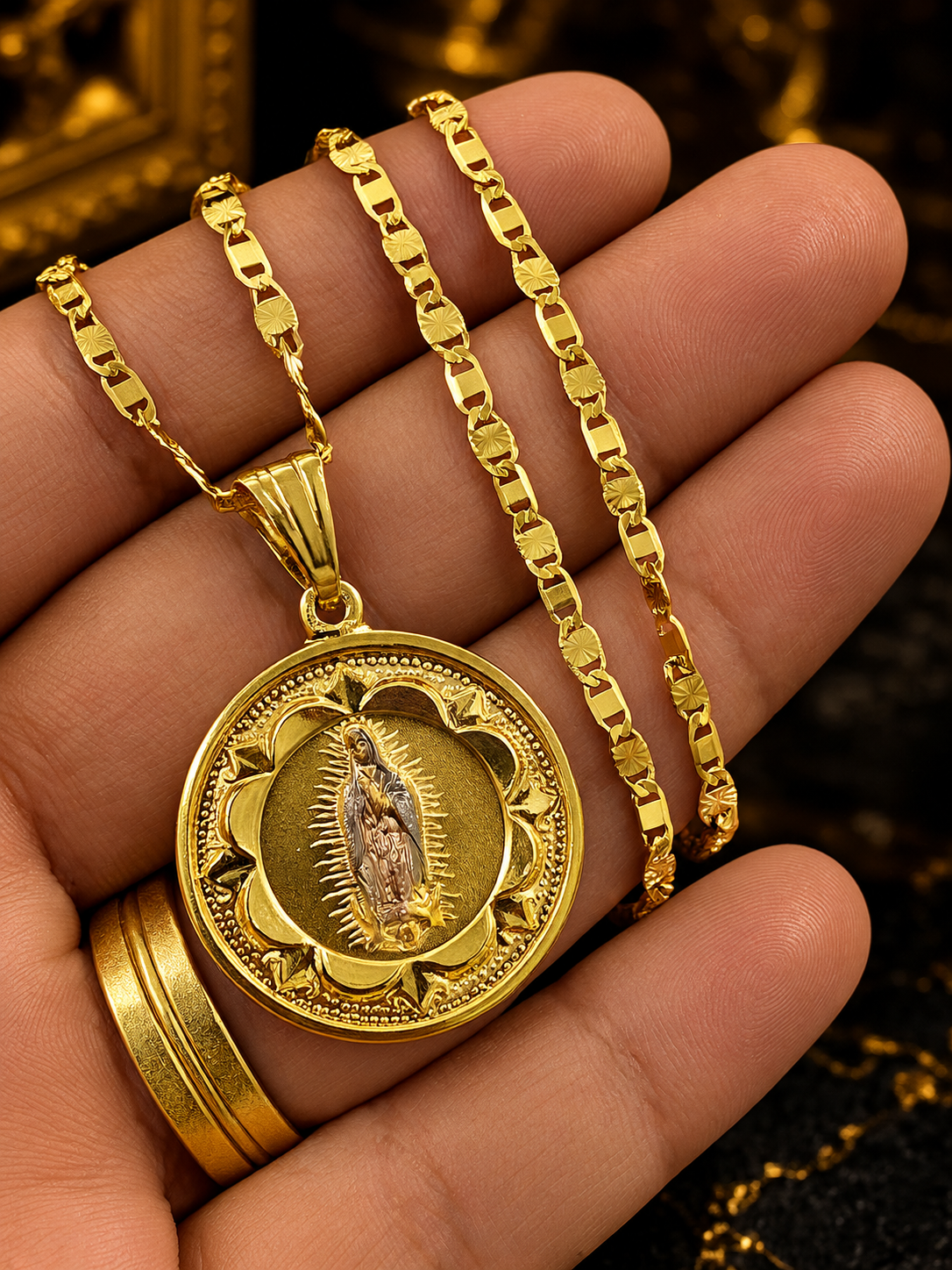 Virgen de Guadalupe Pendant Necklace – 14K Gold Filled