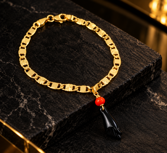 Newborn Baby Kids Childrens Azabache Bracelet Gold Filled Protection & Good Luck Jewelry