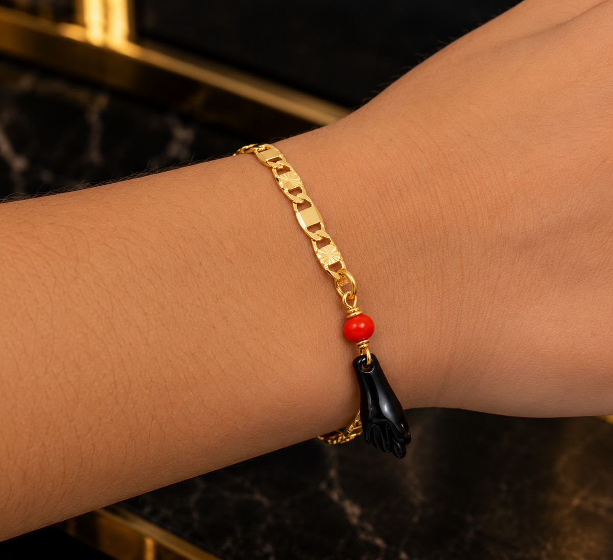 Newborn Baby Kids Childrens Azabache Bracelet Gold Filled Protection & Good Luck Jewelry