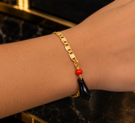 Newborn Baby Kids Childrens Azabache Bracelet Gold Filled Protection & Good Luck Jewelry
