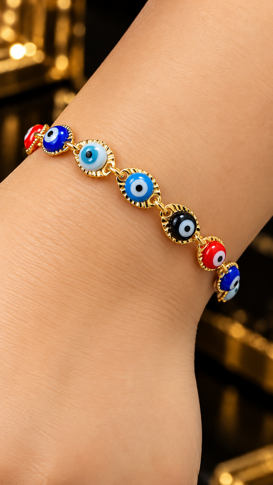 Newborn Baby/Childrens Boys/Girls Gold Filled Evil Eye Bracelet For Protection, 14k Real Gold Filled