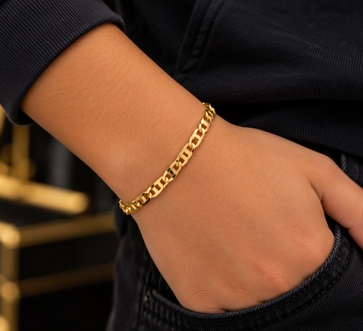 Prime Jewelry 14K Gold Filled Mariner Link Bracelet - Newborn Baby Bracelet - Mariner Link Bracelet For Kids Womens Mens