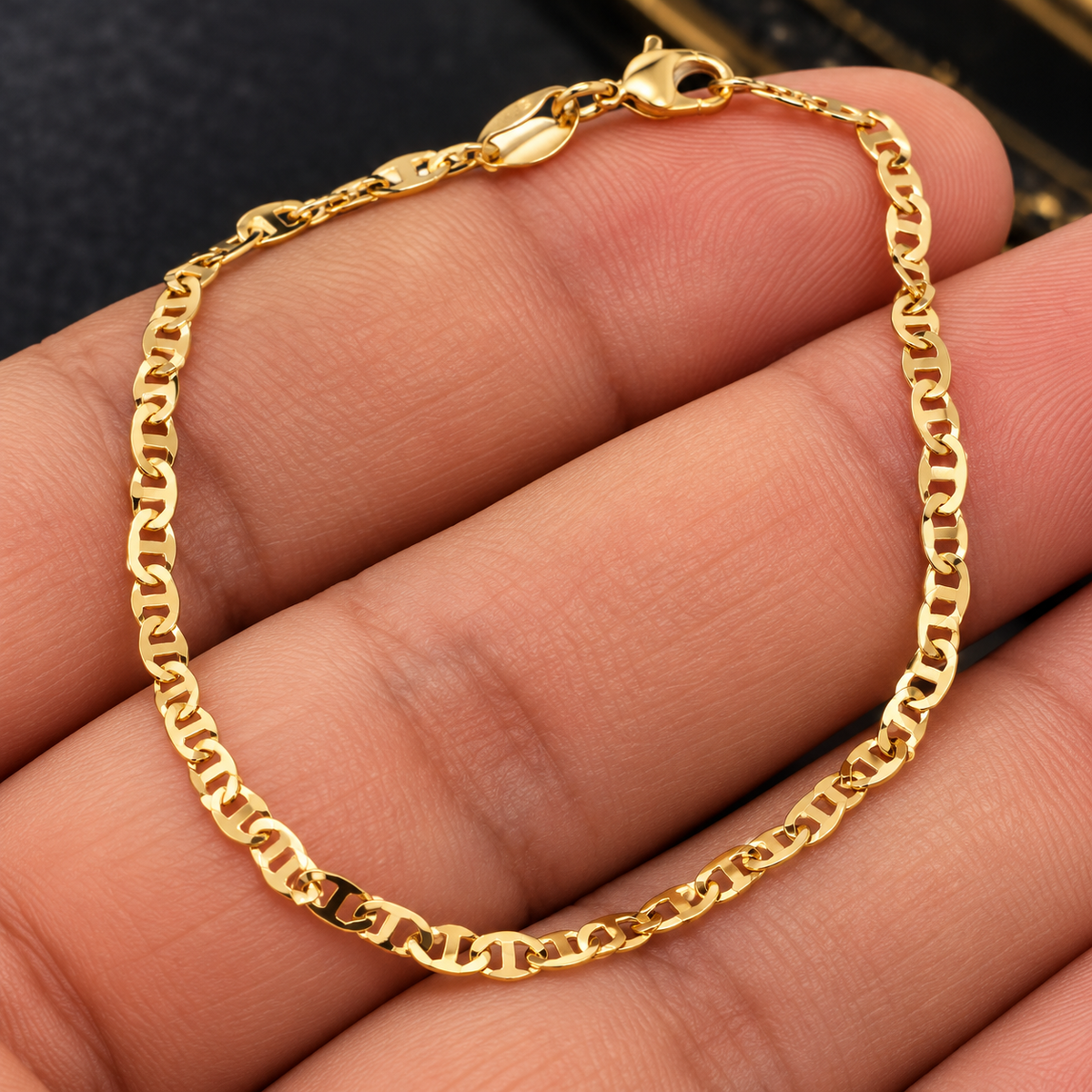 Prime Jewelry 14K Gold Filled Mariner Link Bracelet - Newborn Baby Bracelet - Mariner Link Bracelet For Kids Womens Mens