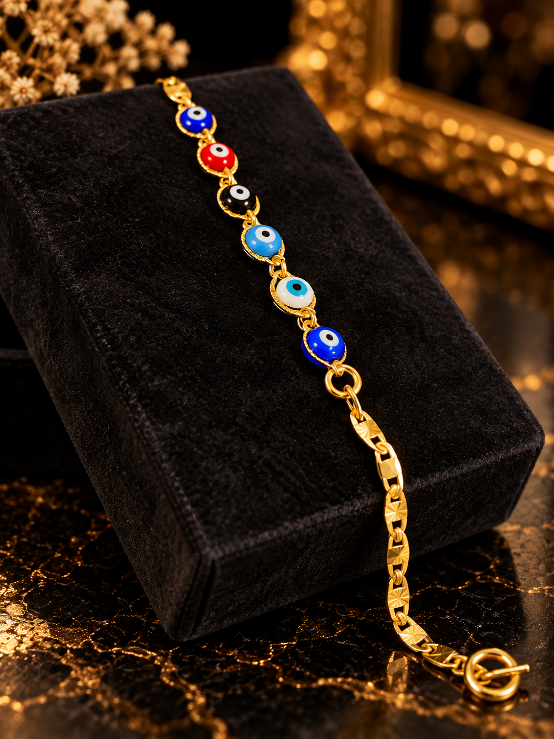 Newborn Baby/Childrens Boys/Girls Gold Filled Evil Eye Baby Bracelet Luck Valentino Link