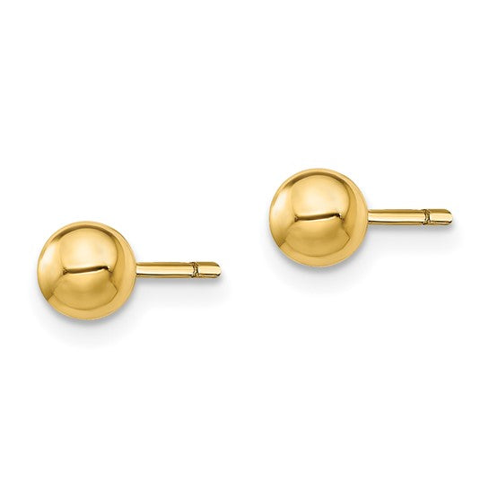 3mm Ball Stud Earrings Push Back 14K Yellow Gold for Womens Girls Baby Gifts Fashion