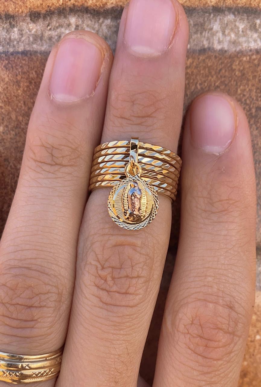 Virgen Guadalupe Ring Semanario 14K Gold Filled Jewelry Womens Mens