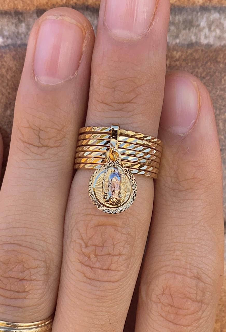 Virgen Guadalupe Ring Semanario 14K Gold Filled Jewelry Womens Mens