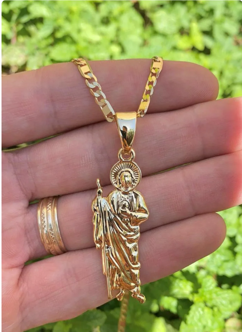 San Judas Tadeo Necklace 24" Pendant 14K Gold F Jewelry Mens